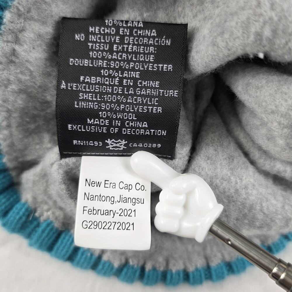 New Era Miami Dolphins NFL Youth Beanie Hat Knit Cap Teal Blue Fleece Lined - Picture 6 of 7